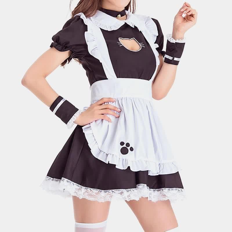 Cosplay Kitty Lolita Hollow Maid Ruffle Costume Dress  |   Dresses Clothing Bustle