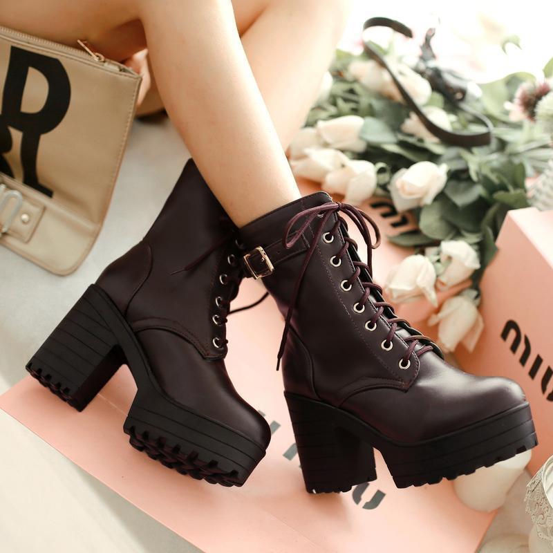 Cosplay Martin Boots Lace-Up High Heel  |   Boots Boots Black