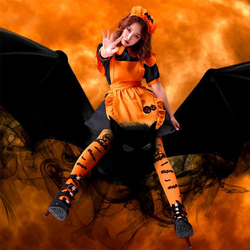 Cosplay Pumpkin Bat Embroidery Doll Collar Maid Dress  |   Dresses Clothing Dresses