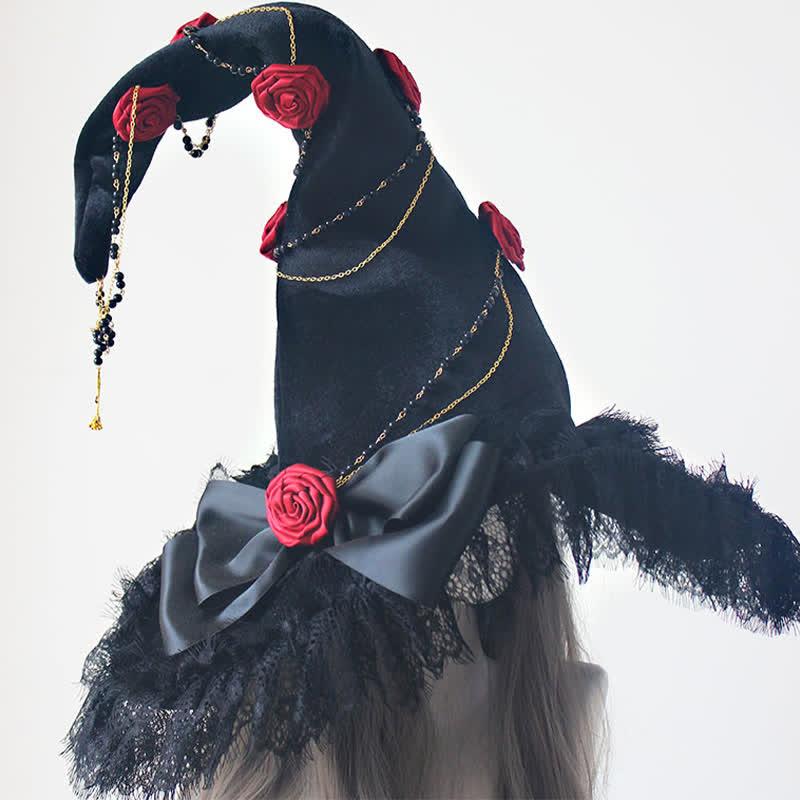 Cosplay Witch Gothic Rose Decor Lace Hat  |   Hats & Scarfs Accessories Black