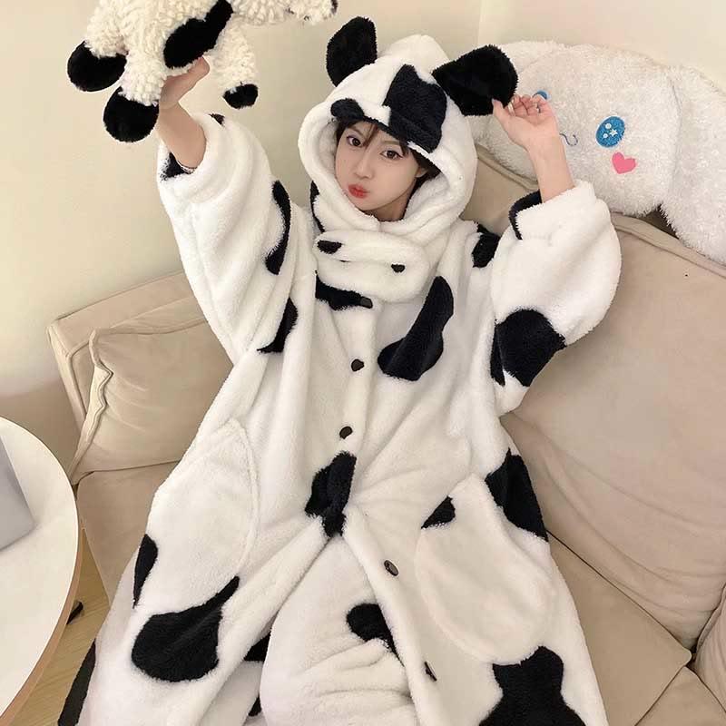 Cow Plush Hooded Pajamas Set  |   Pajamas Clothing Nightgown+Pants