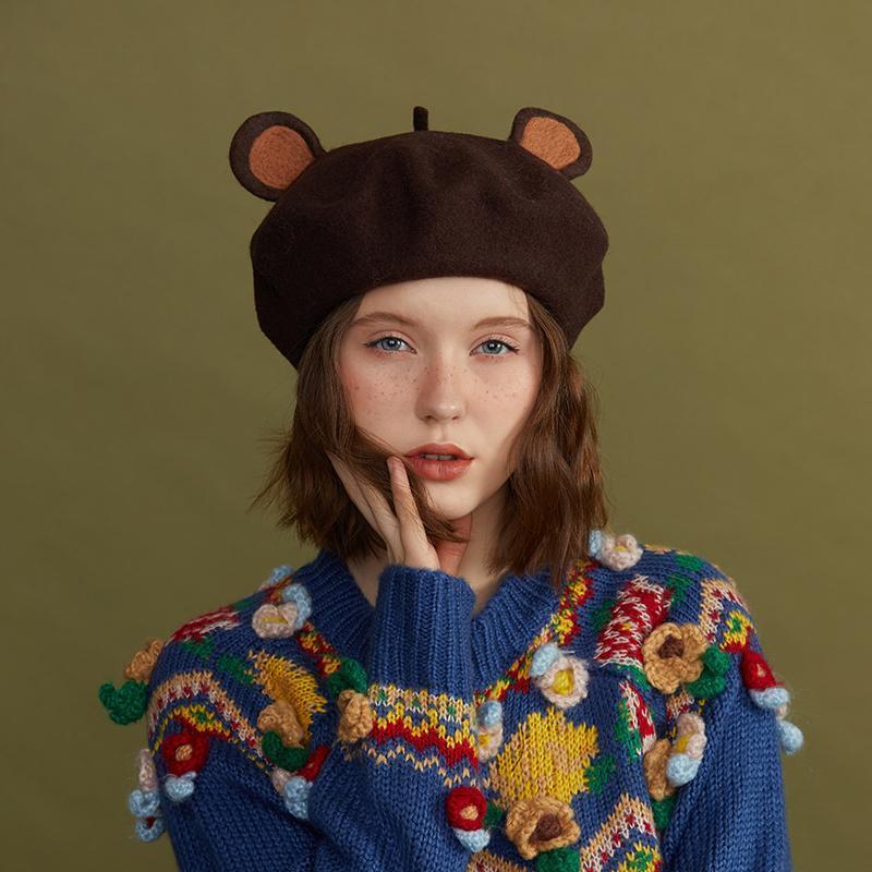 Cute Bear Ears Brown Beret Hat  |   Hats & Scarfs Accessories Brown