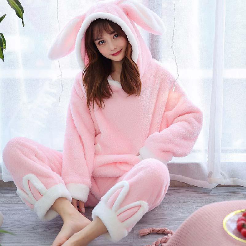 Cute Bunny Ear Bear Hooded Pajamas Set  |   Pajamas Clothing Gray A