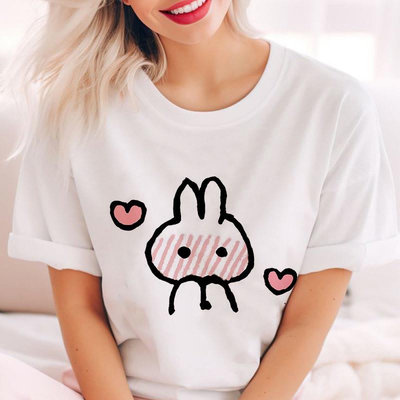 Cute Bunny Print Casual Loose T-Shirt  |   T-Shirts Clothing T-Shirts