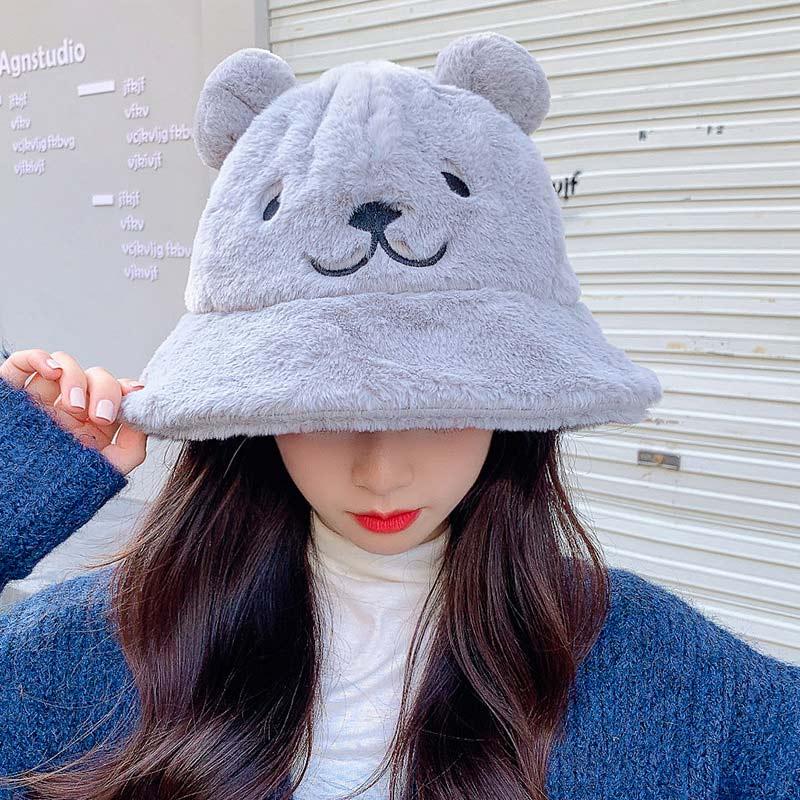 Cute Cartoon Bear Velvet Fisherman Hat  |   Hats & Scarfs Accessories Black