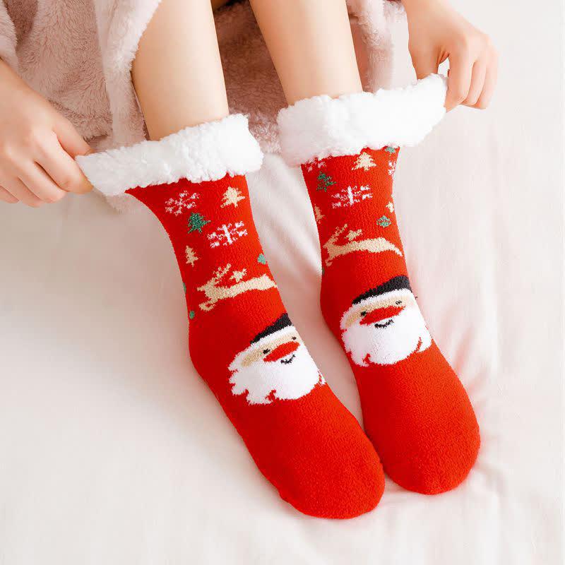 Cute Cartoon Christmas Pattern Print Plush Socks  |   Socks Accessories A