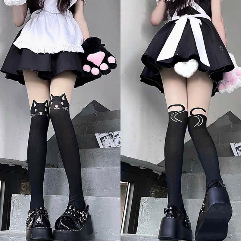 Cute Cartoon Kitty Print Lolita Stockings Tights  |   Socks Accessories Black