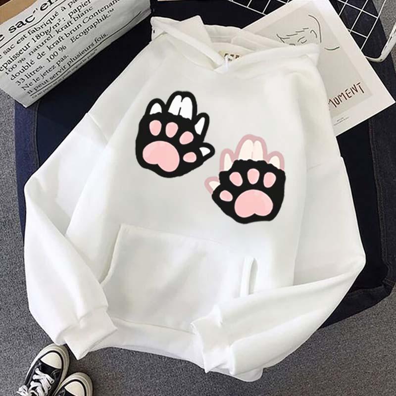 Cute Cat Claw Print Plush Hoodie  |   Sweatshirts & Hoodies Clothing Sweatshirts & Hoodies