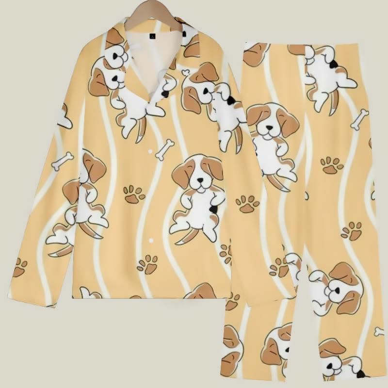 Cute Dogs Print Long Sleeve T-Shirt Pants Pajamas  |   Pants Clothing Pajamas