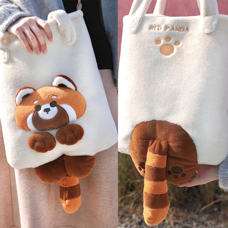 Cute Red Panda Plush Tote Bag  |   Tote Bag Bags Tote Bag