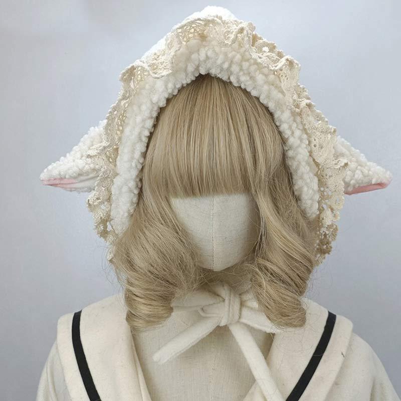 Cute Sheep Ears Lace Lolita Hat Warm  |   Hats & Scarfs Accessories Black