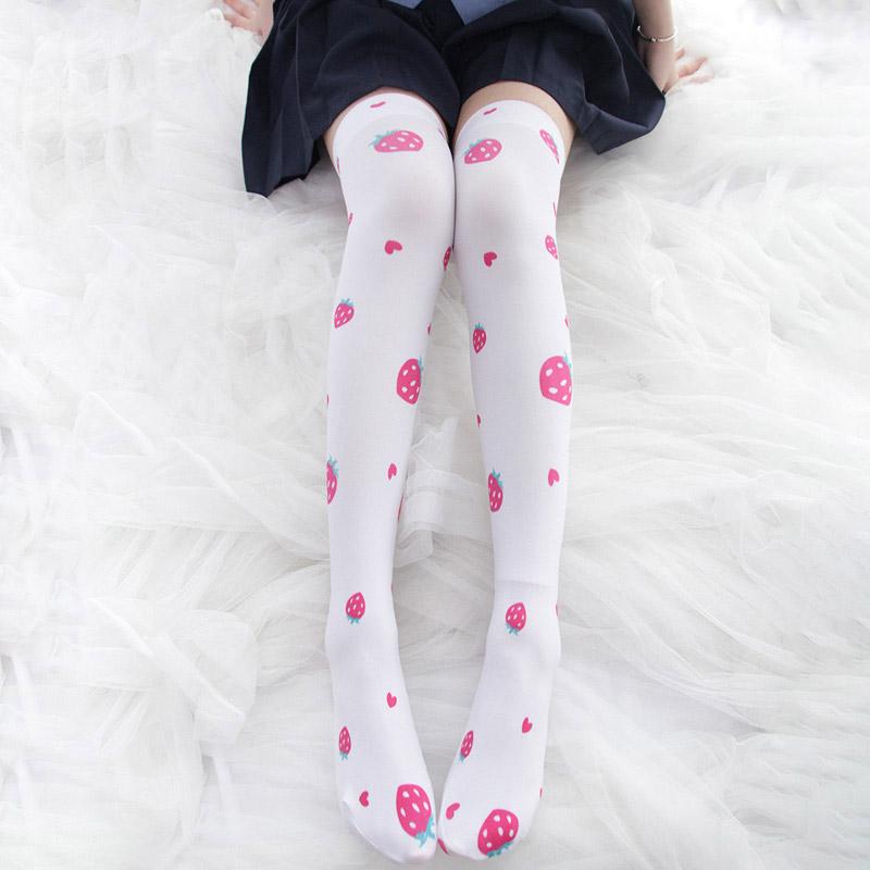 Cute Strawberry Heart Print Stockings Over The Knee  |   Socks Accessories Socks