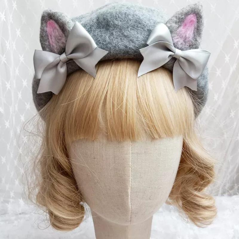 Cute Woolen Lolita Beret Warm  |   Hats & Scarfs Accessories Caramel (Fox Ears)