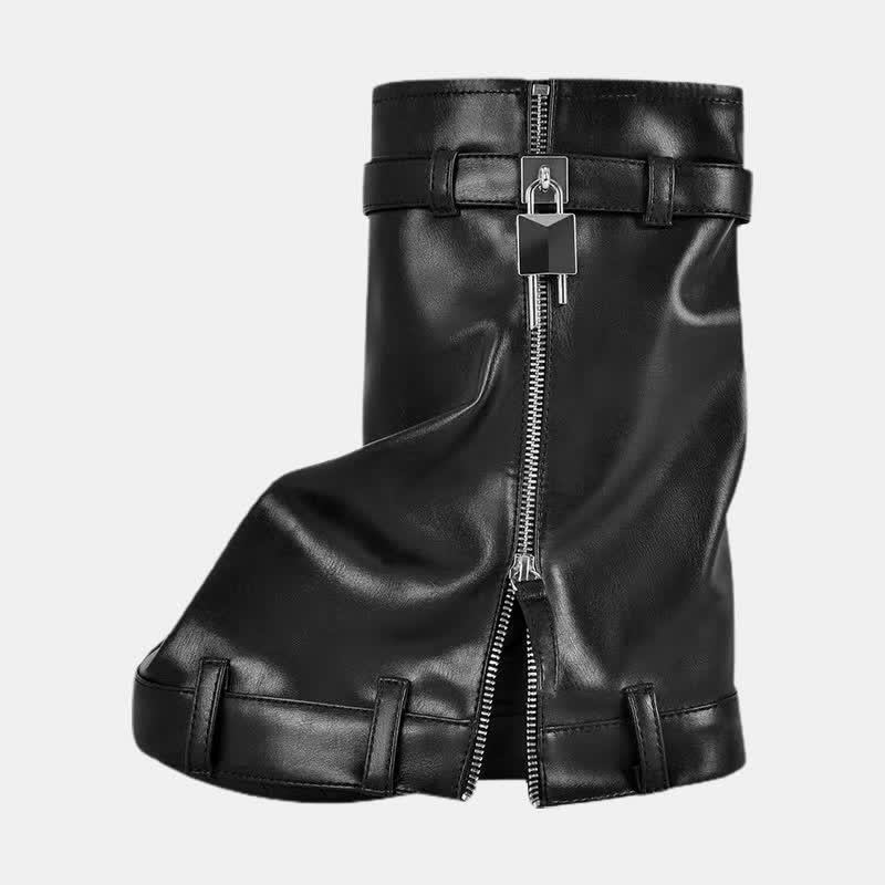 Fashion Fold Over Zipper Pu Platform Boots  |   Boots Boots Black