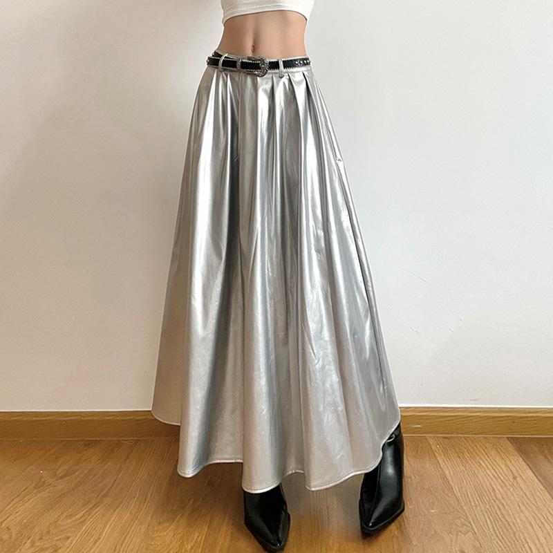 Fashion High Waist Pleated Skirt  |   Skirts Clothing Silver