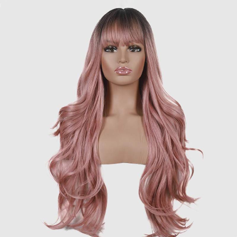 Fashion Long Big Wavy Top Dyed Wig  |   Wigs Accessories Pink