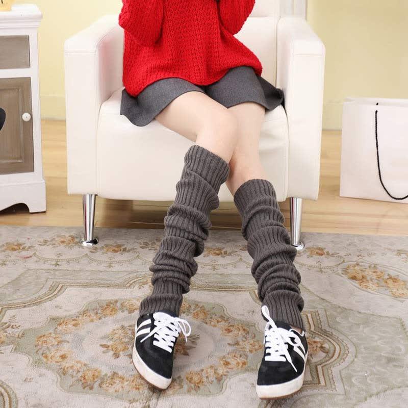 Fashion Pure Color Knit Stockings Over The Knee  |   Socks Accessories Beige