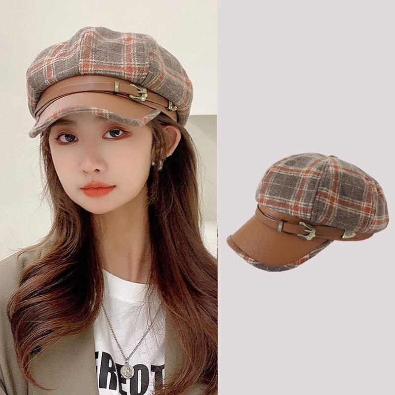 Fashion Retro Plaid Print Beret  |   Hats & Scarfs Accessories Black