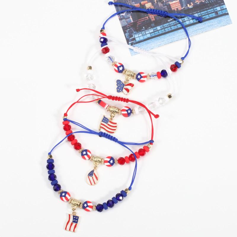 Flag Beads Braided Bracelet  |   Jewelry Accessories Jewelry