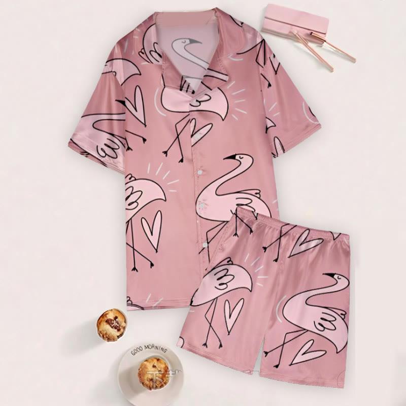 Flamingo Pattern T-Shirt Shorts Pajamas  |   Pajamas Clothing Pajamas