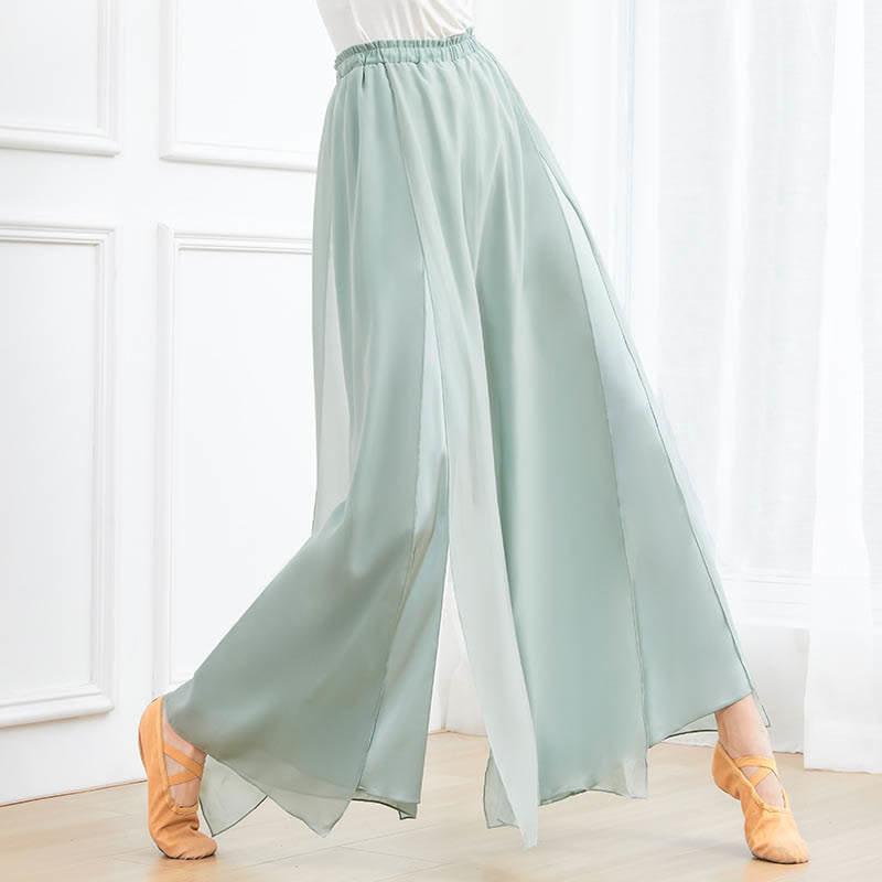 Flowy Chiffon Split Wide Leg Pants  |   Pants Clothing Blue