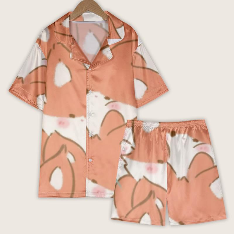 Fox Print T-Shirt Shorts Pajamas  |   Pajamas Clothing Pajamas