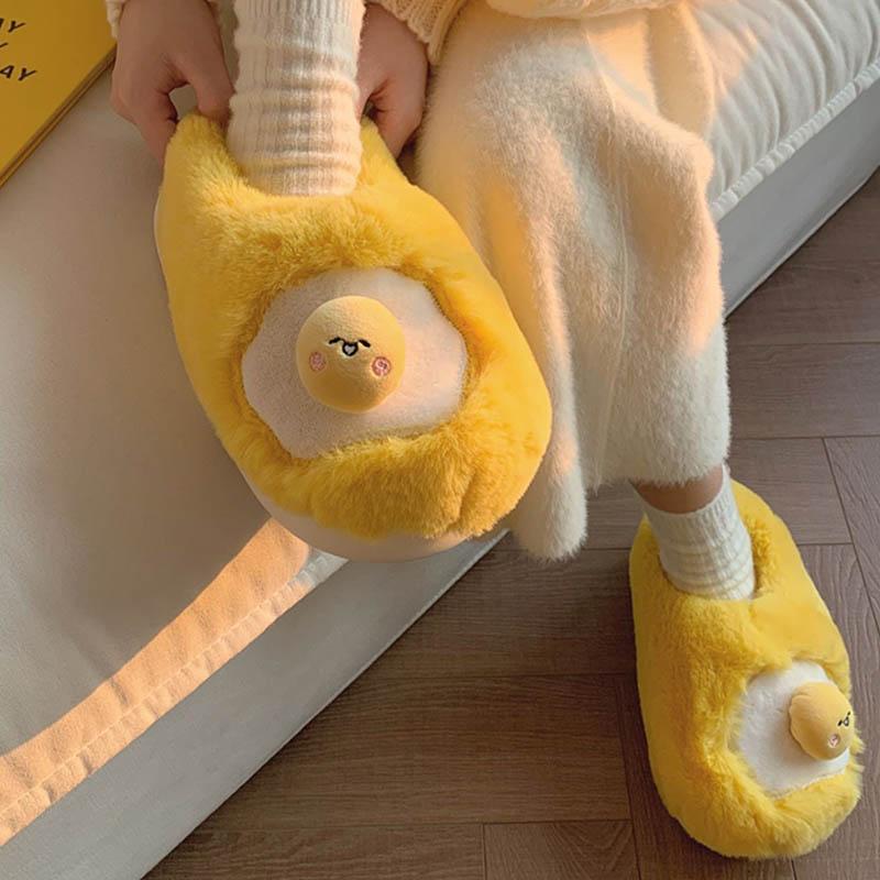 Funny Cartoon Egg Plush Slippers  |   Slippers Shoes Slippers