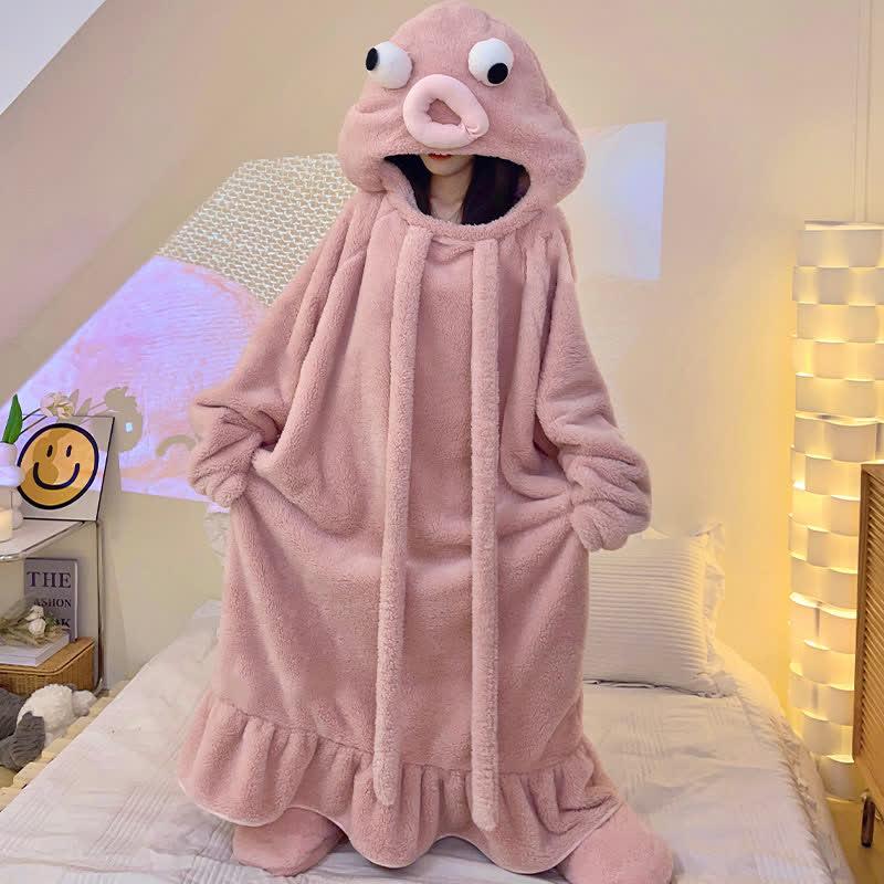 Funny Cartoon Octopus Plush Hooded Jumpsuit Pajamas Dress  |   Pajamas Clothing Pajamas