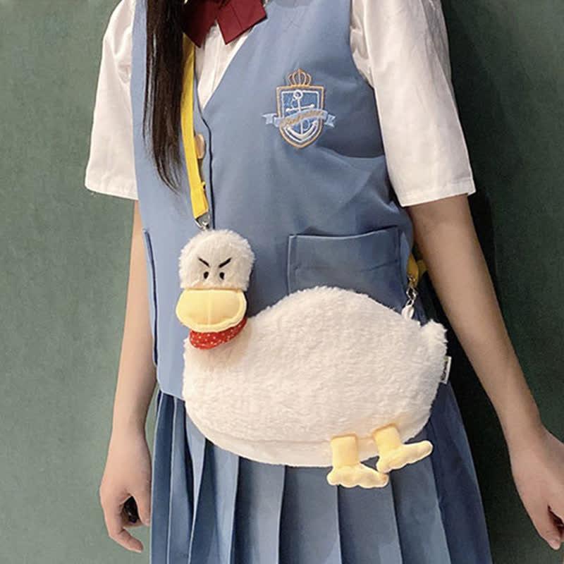 Funny Cartoon Scarf Duck Plush Crossbody Bag  |   Crossbody Bag Bags Black