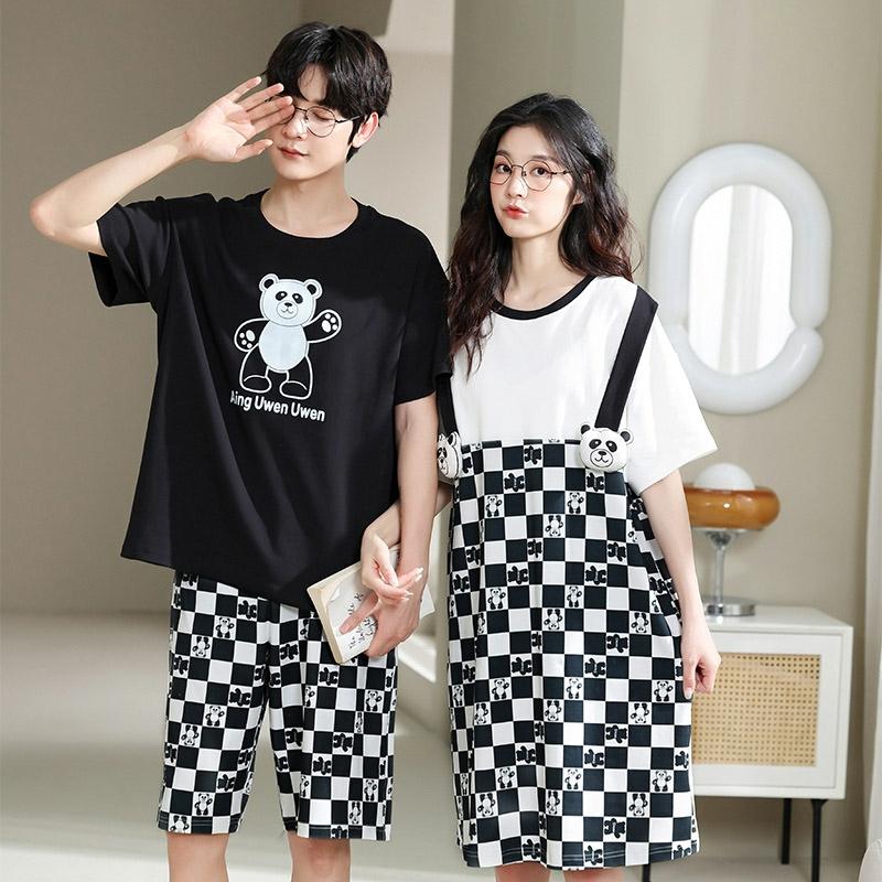 Girlfriend Boyfriend Cartoon Print Cotton Pajamas Set  |   Pajamas Clothing Men A