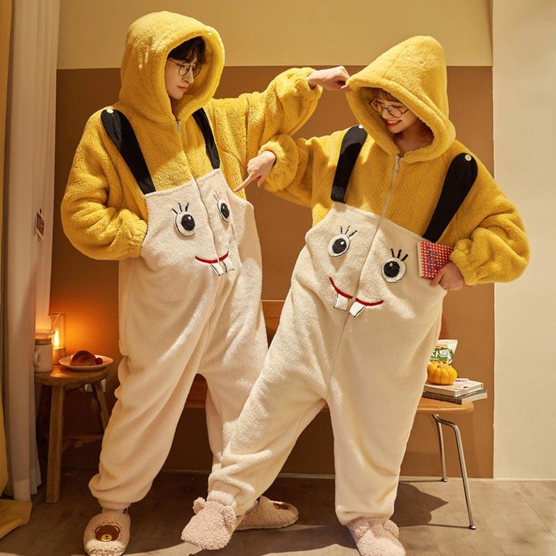 Girlfriend Boyfriend Cute Dinosaur Bear Hooded Home Jumpsuit Pajamas  |   Pajamas Clothing Men Type A