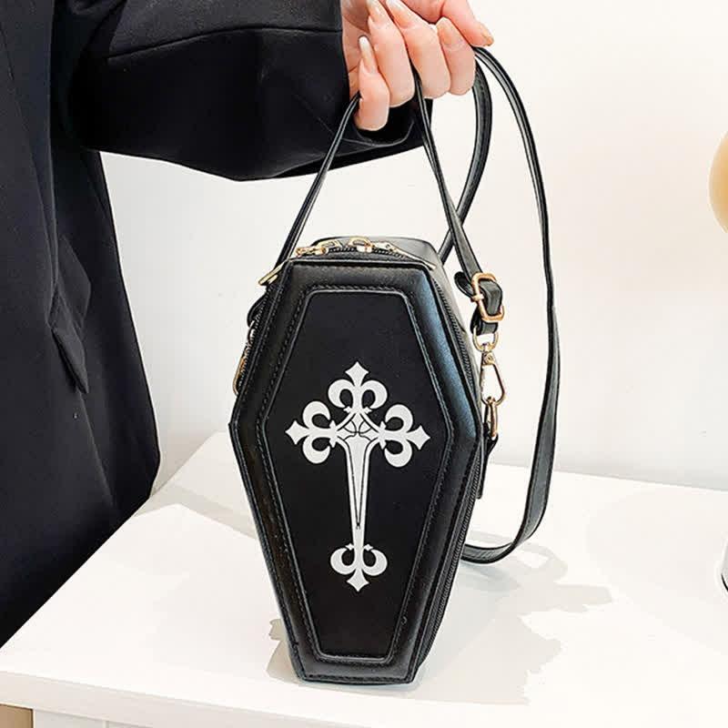 Gothic Cross Print Crossbody Bag  |   Crossbody Bag Bags Black