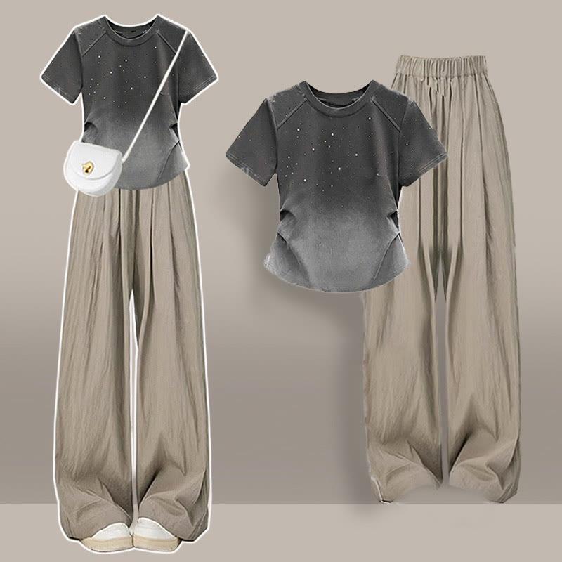 Gradient T-Shirt Casual Loose Pants Two Pieces  |   T-Shirts Clothing Pants