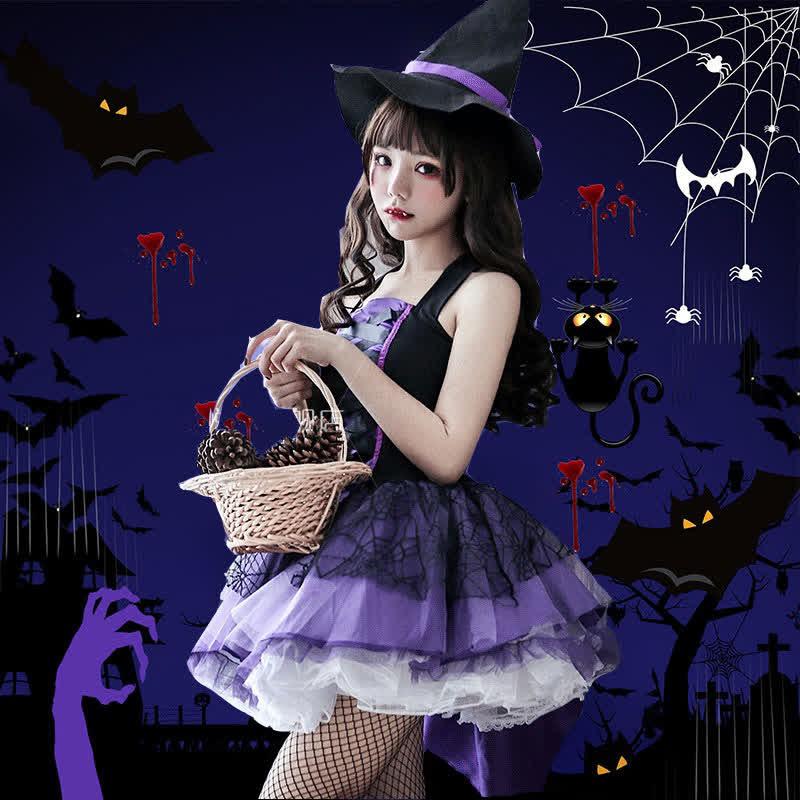 Halloween Cosplay Witch Vampire Irregular Lace Dress  |   Dresses Clothing Black Stockings