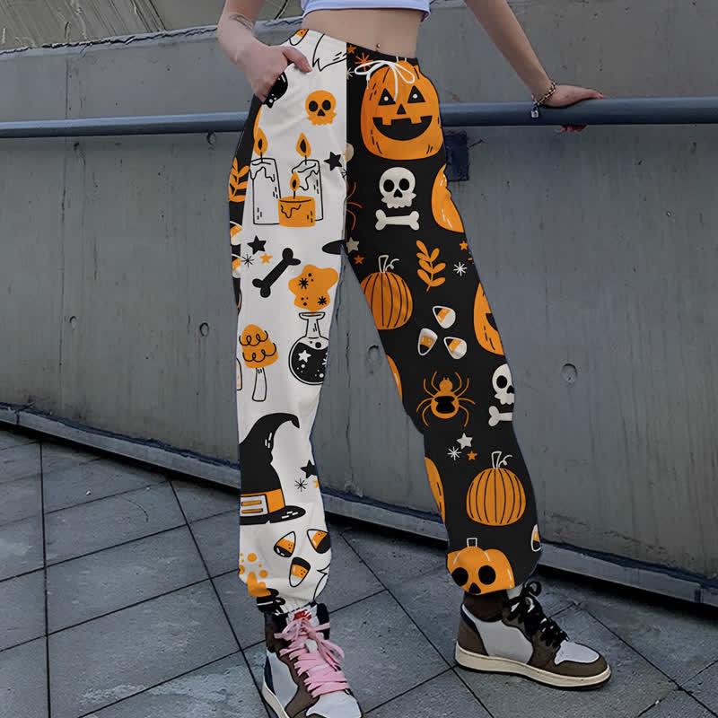 Halloween Pumpkin Print Loose Pants  |   Pants Clothing Black