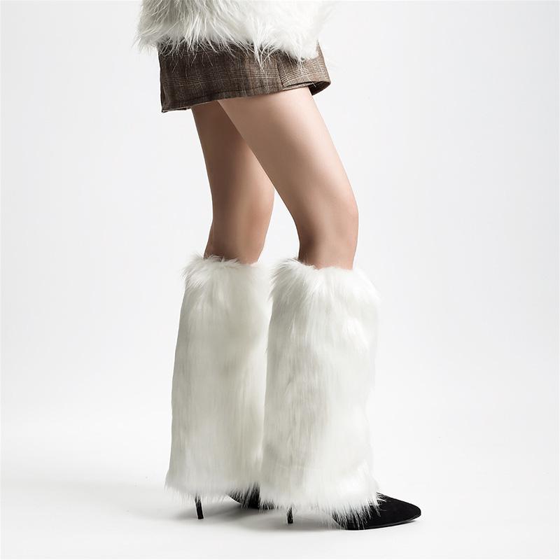 Harajuku Y2K Furry Leg Warmers Socks  |   Socks Accessories Apricot