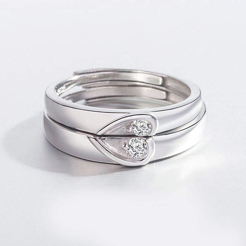 Heart Decor 925 Sterling Silver Couple Ring  |   Jewelry Accessories Jewelry