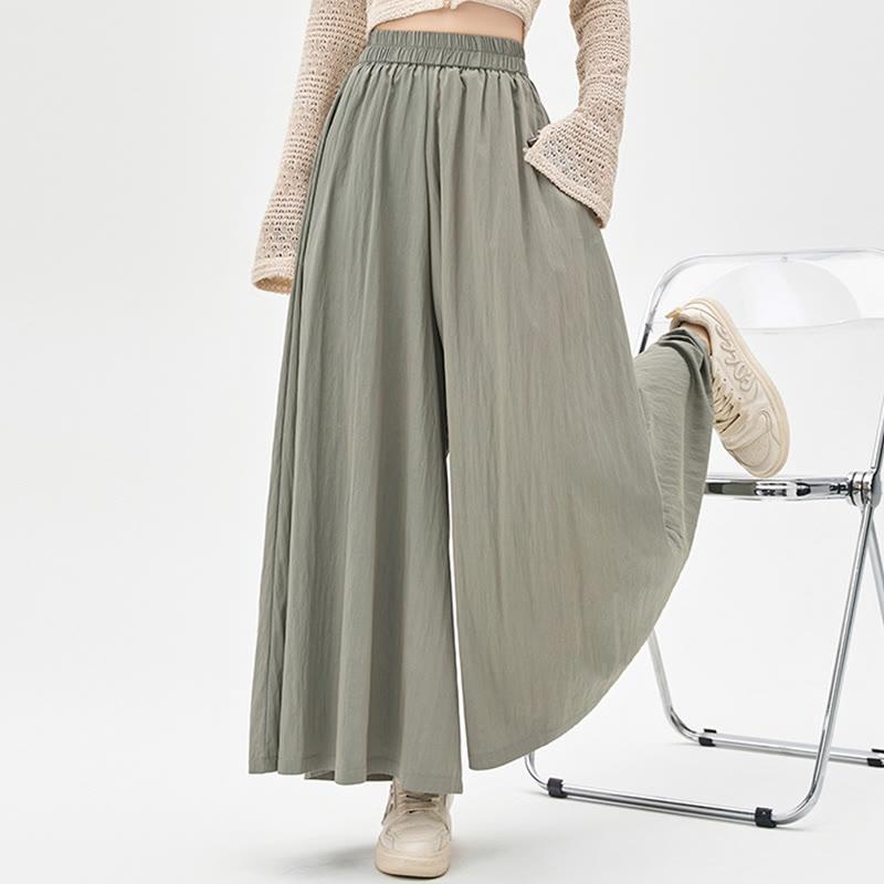 High Waist Pure Color Casual Wide Leg Pants  |   Pants Clothing Apricot