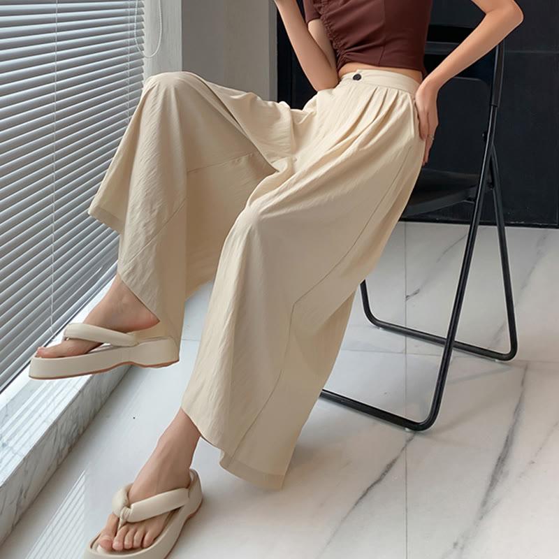 High Waist Pure Color Wide Leg Pants  |   Pants Clothing Apricot