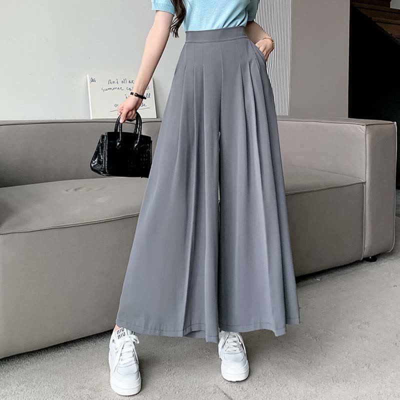 High Waist Wide Leg Pleated Casual Pants  |   Pants Clothing Apricot