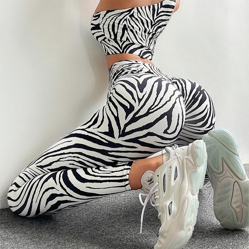 High Waist Zebra Stripe Print Sports Pants  |   Pants Clothing Pants