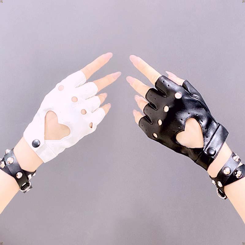 Hollow Out Buckle Cool Pu Gloves  |   Hats & Scarfs Accessories Black*2