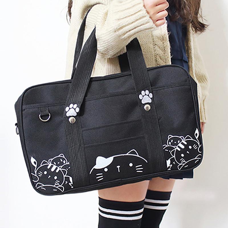 Japanese Jk Cat Cartoon Uniform Crossbody Bag  |   Crossbody Bag Bags Black