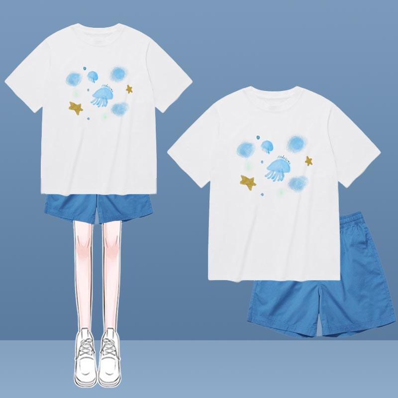 Jellyfish Print Casual T-Shirt Shorts  |   T-Shirts Clothing Shorts