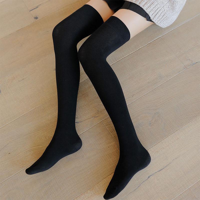 Jk Cotton Stockings Long Over The Knee  |   Socks Accessories Black