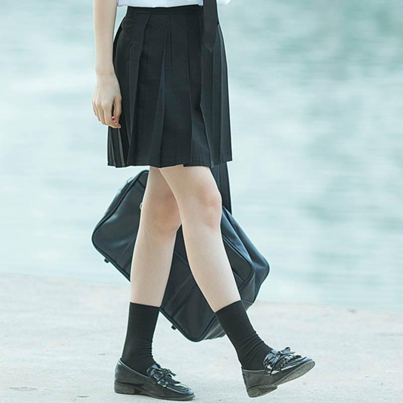 Jk Uniform High Waist Pleated Short Mid Long Skirt  |   Skirts Clothing Black Long