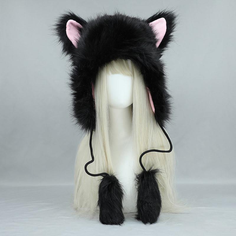 Kawaii Kitty Ears Plush Hat  |   Hats & Scarfs Accessories Black