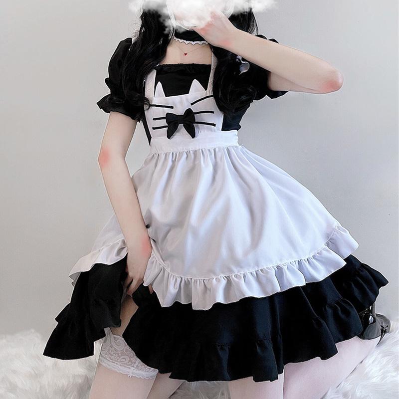 Kitty Bow Lolita Maid Dress  |   Dresses Clothing Black&White