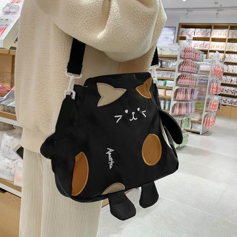 Kitty Letter Embroidery Crossbody Bag  |   Crossbody Bag Bags Black