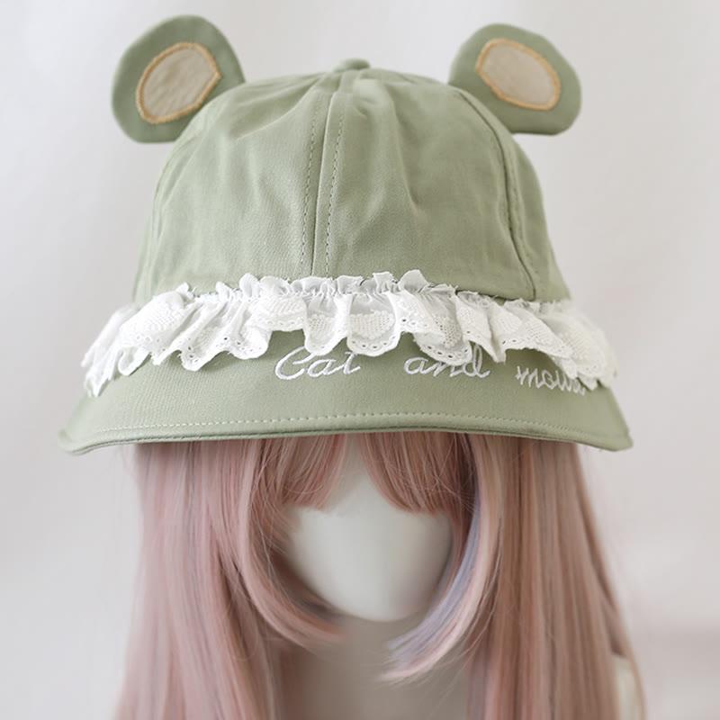 Lace Letter Bear Ears Fisherman Hat  |   Hats & Scarfs Accessories Apricot